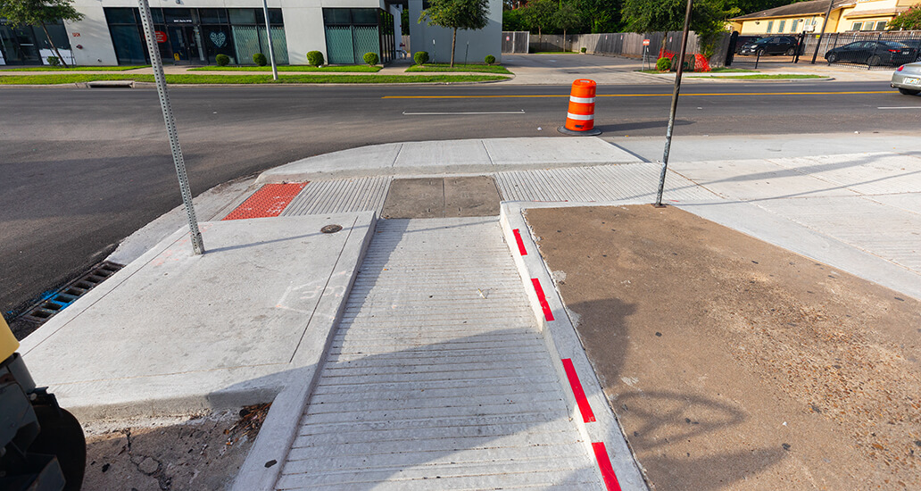 Completed ADA accessible sidewalk improvements on Westheimer Road at Mason Street